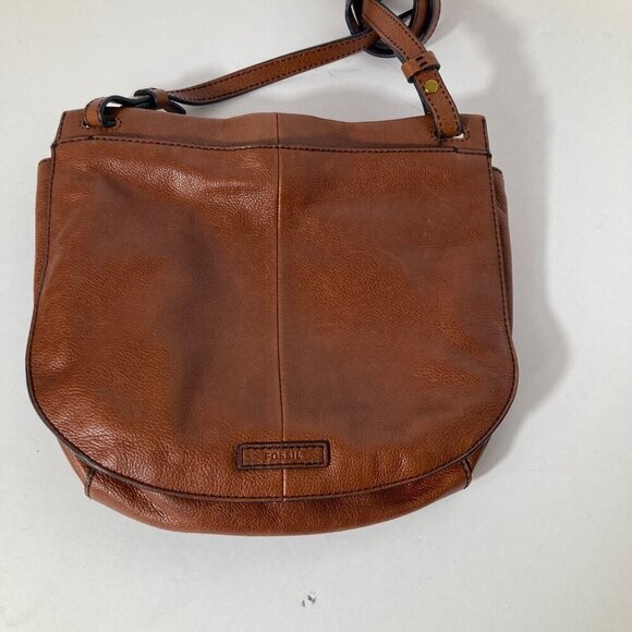 Womens Vintage Fossil Crossbody Leather Bag Black Brown 9 x 10" Magnetic Closure - Picture 4 of 8